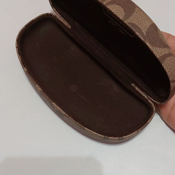 Coach Signature Brown Tan Sunglasses Clam Shell Hard Case - Picture 8 of 8
